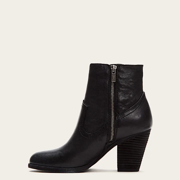 Frye Essa Black Leather Everyday Fall/Winter/Spring Classic Heeled Ankle Booties - Picture 4 of 16